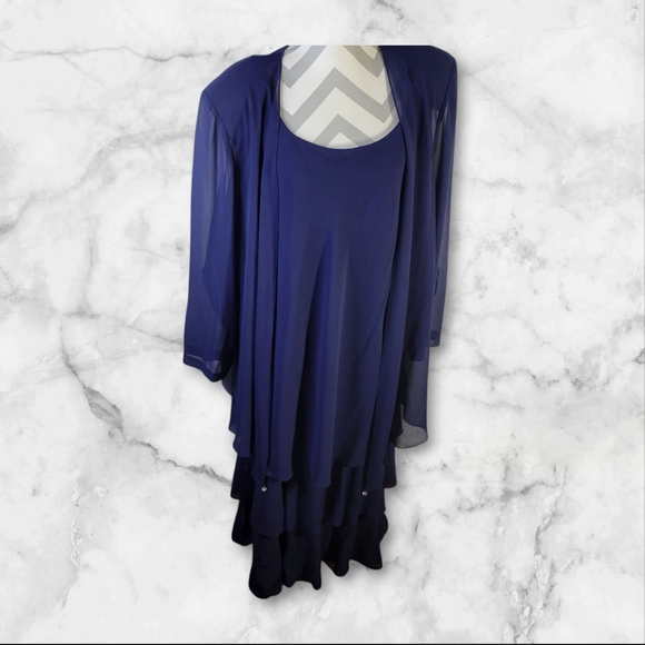 Vntg Cattiva New York 2 Piece Dress USA Made Tiered Tank Sheer Jacket No Size - Picture 1 of 13
